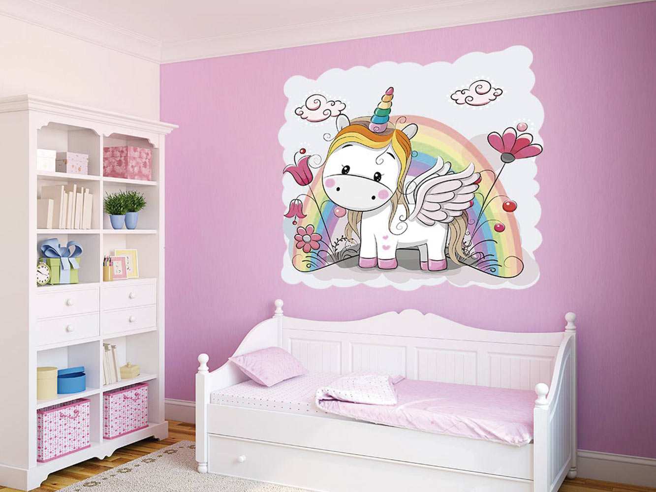 Vinilos pared infantiles set de unicornios y arcoiris - TenVinilo