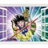 Vinilo efecto ventana Dragon Ball conjunto de personajes frontal