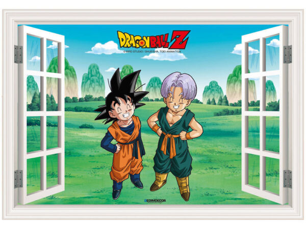 Vinilo de Pared Efecto Ventana Dragon Ball Z Trunk y Goten frontal