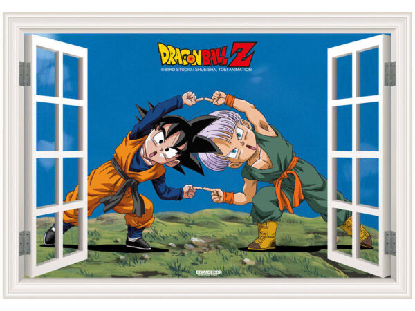 Vinilo de Pared Efecto Ventana Dragon Ball Z Goten y Trunk fusión frontal