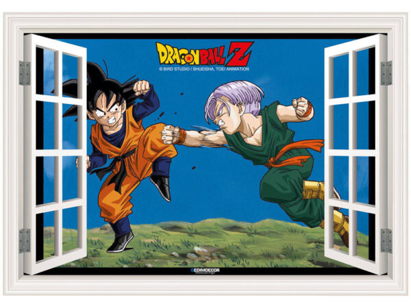 Vinilo efecto ventana Dragon Ball Goten y Trunk frontal