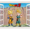 Vinilo efecto ventana Dragon Ball conjunto de Goten y Trunk Super Saiyan frontal