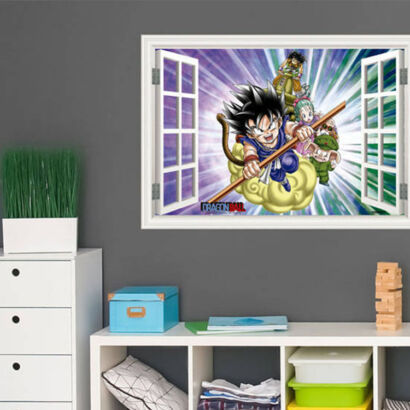 Vinilo efecto ventana Dragon Ball conjunto de personajes