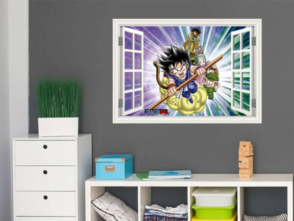 Vinilo efecto ventana Dragon Ball conjunto de personajes