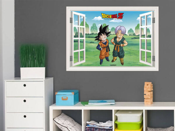 Vinilo de Pared Efecto Ventana Dragon Ball Z Trunk y Goten