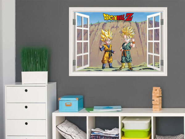 Vinilo efecto ventana Dragon Ball conjunto de Goten y Trunk Super Saiyan