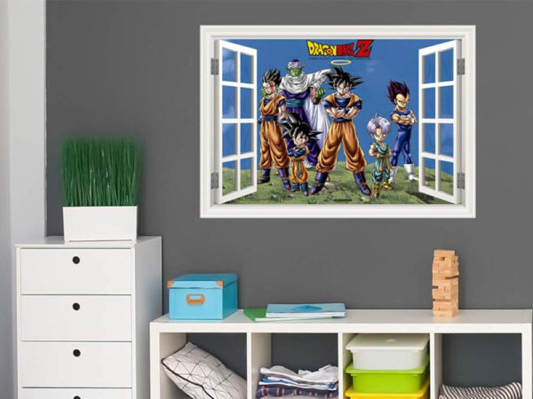 Vinilo efecto ventana Dragon Ball conjunto de personajes