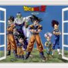 Vinilo efecto ventana Dragon Ball conjunto de personajes frontal