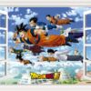 Vinilo efecto ventana Dragon Ball conjunto de personajes volando frontal