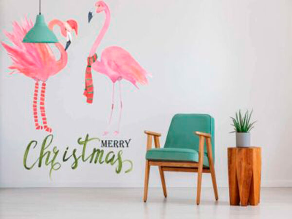 vinilo-pared-flamencos-merry-christmas