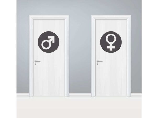 Vinilo Puerta WC Circulos Masculino y Femenino
