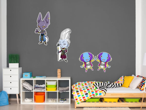 Pegatinas de Pared Dragon Ball Super Beerus, Zeno Sama y Whis