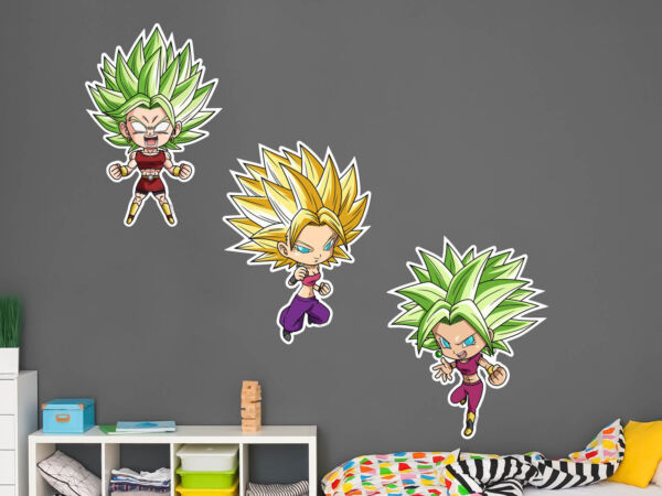 Pack de Pegatinas de Pared en Vinilo Dragon Ball Caulifla, Kefla y Kale