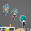 Pack de Pegatinas de Pared en Vinilo Dragon Ball Goku, Vegeta y Vegito Blue