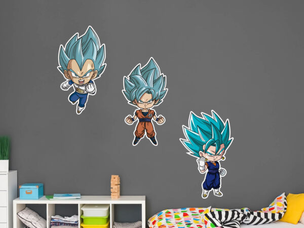 Pack de Pegatinas de Pared en Vinilo Dragon Ball Goku, Vegeta y Vegito Blue