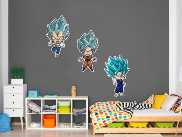 Pack de Pegatinas de Pared en Vinilo Dragon Ball Super Goku, Vegeta y Vegito Blue