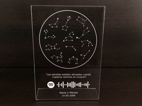Placa Metacrilato Constelaciones + Música Spotify Personalizado