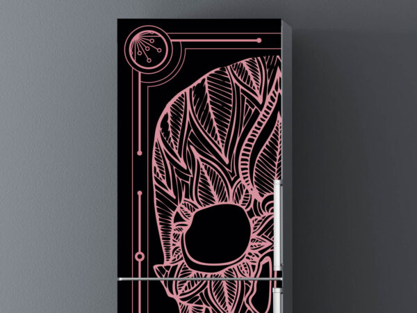 Vinilo Frigorífico Calavera Zentangle Rosa