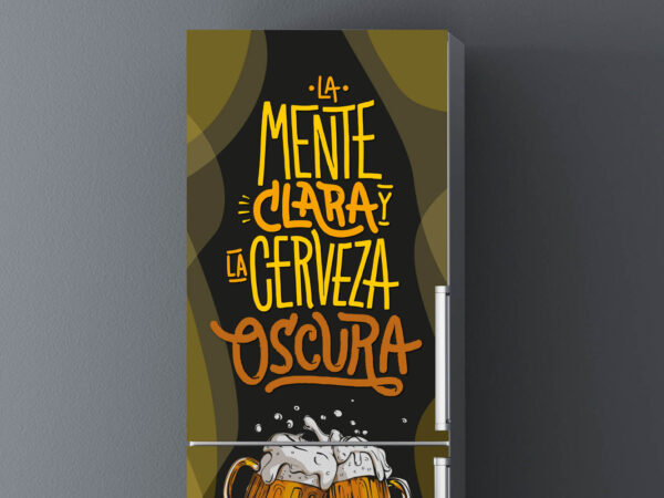 Vinilo Frigorífico Mente Clara Cerveza Oscura