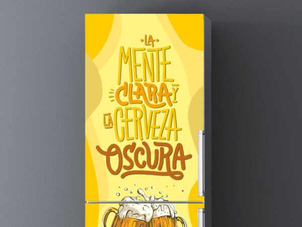 Vinilo Frigorífico Mente Clara Cerveza Oscura