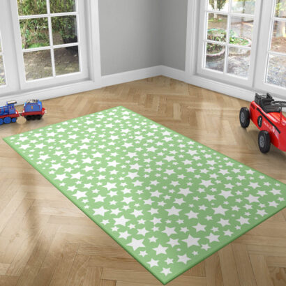 Alfombra puzle infantil de vinilo verde 120x120