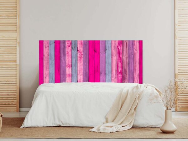 Cabecero Cama Madera Rosa y Azul