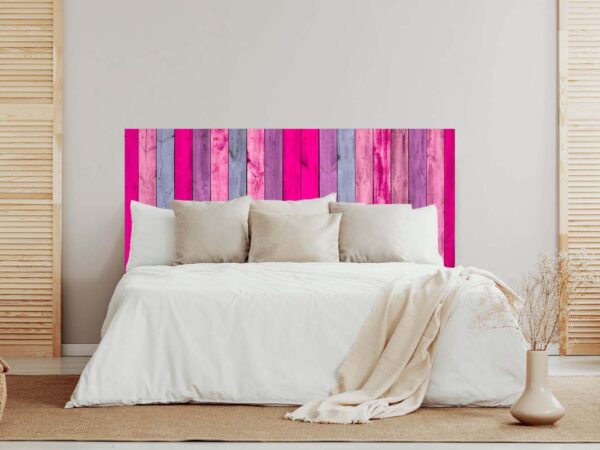 Cabecero Cama Madera Rosa y Azul