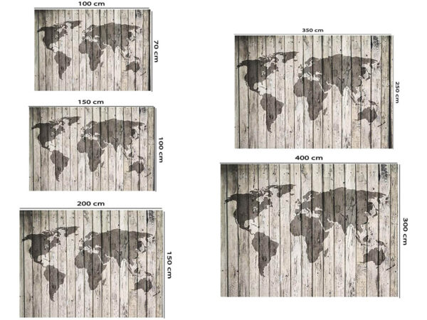 Fotomural Mapamundi Claro en Madera Vertical