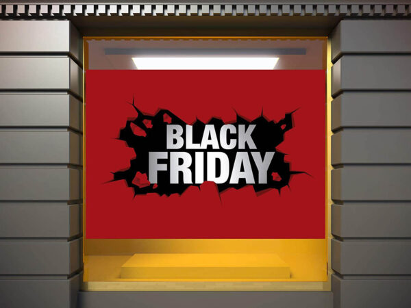 Vinilo Escaparate Black Friday Fondo Rojo