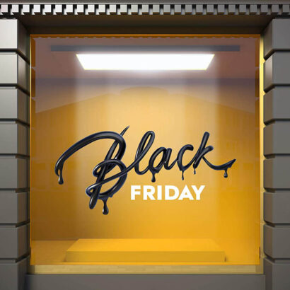 Vinilo Escaparate Black Friday Letras Blancas y Negras