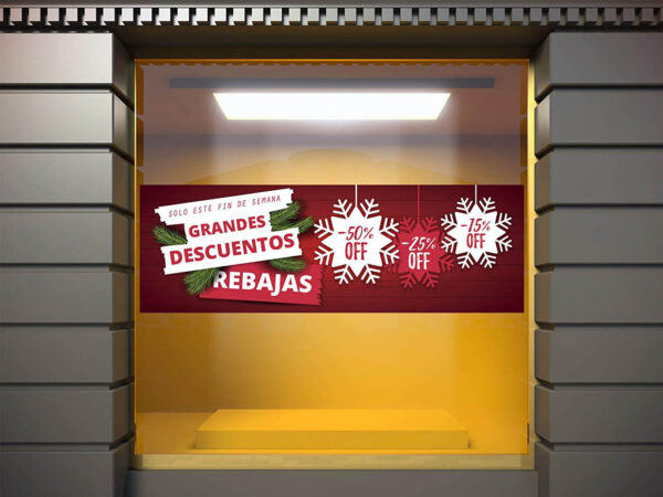 Vinilo Escaparate Grandes Descuentos Navidad