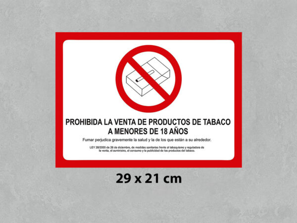 Señal Prohibida la Venta de Tabaco