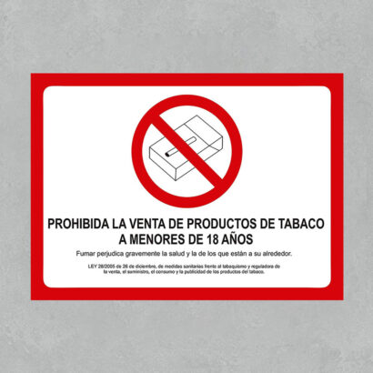 Señal Prohibida la Venta de Tabaco