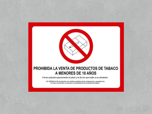 Señal Prohibida la Venta de Tabaco