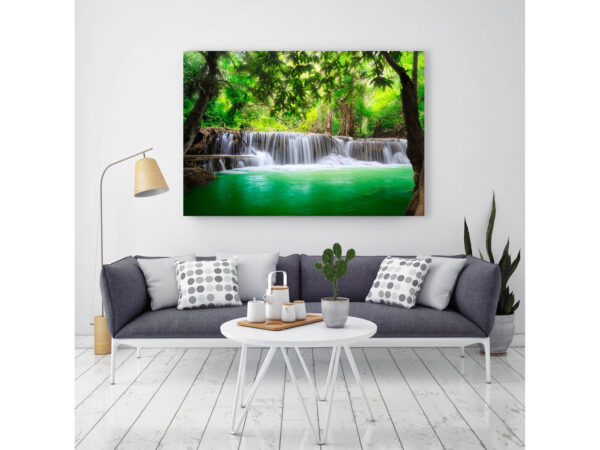 Póster Cascada en el Bosque y Barca