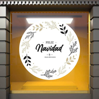 Vinilo para Escaparate Feliz Navidad y Feliz Año Nuevo