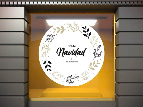 Vinilo para Escaparate Feliz Navidad y Feliz Año Nuevo