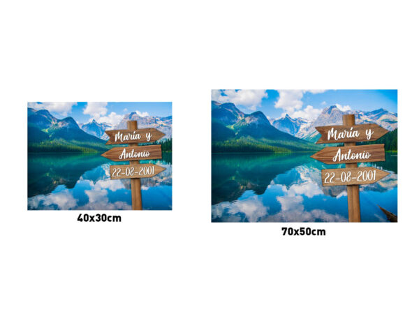 Cuadro Paisaje Montañas con Nombres Personalizados 3 Flechas