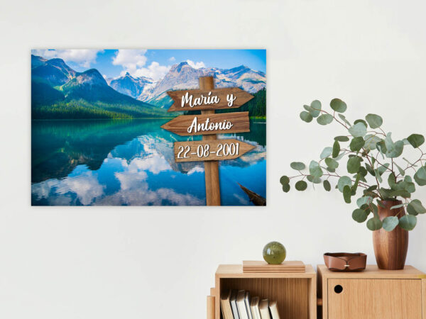 Cuadro Paisaje Montañas con Nombres Personalizados 3 Flechas