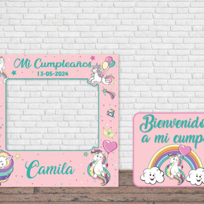 Photocall Infantil Cumpleaños Unicornios + Cartel