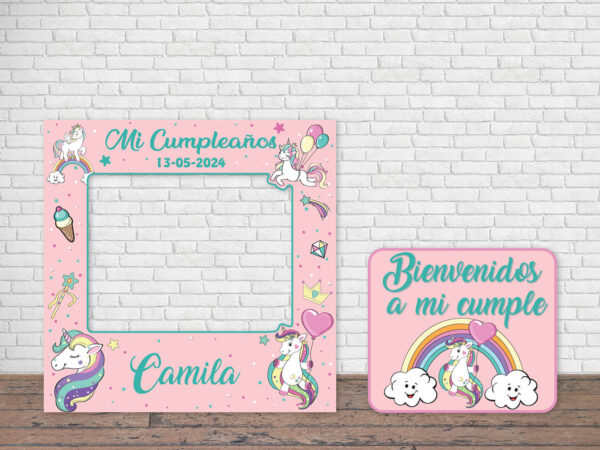 Photocall Infantil Cumpleaños Unicornios + Cartel