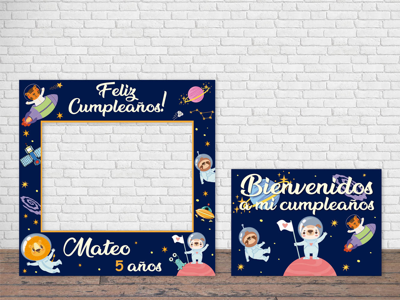 Photocall Infantil Cumpleaños Espacio + Cartel