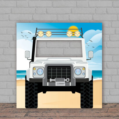 Photocall Jeep Blanco en Playa