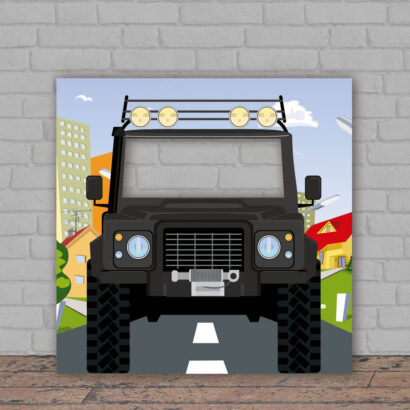 Photocall Jeep Negro en Ciudad + Atrezzos
