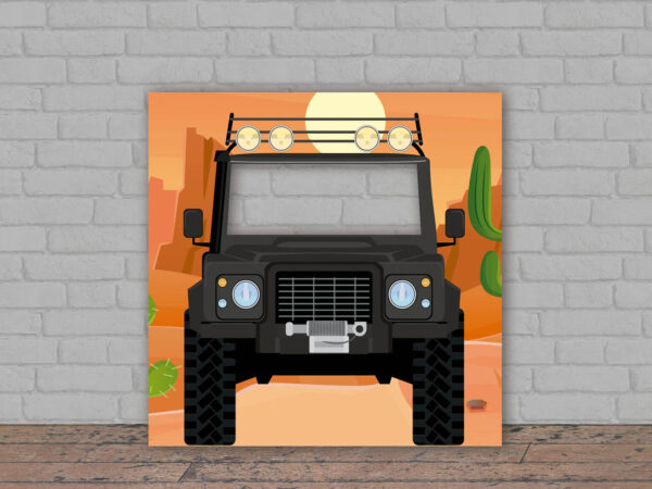 Photocall Jeep Negro en Desierto + Atrezzos