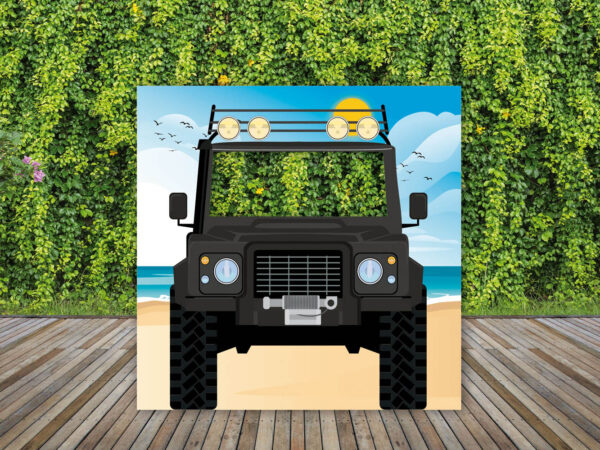 Photocall Jeep Negro en Playa + Atrezzos