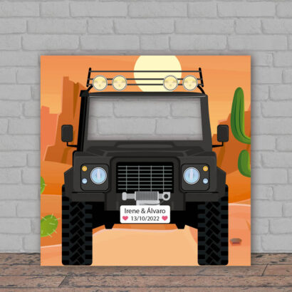 Photocall Boda Jeep Negro en Desierto + Atrezzos