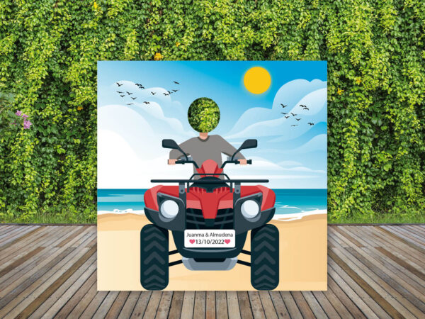 Photocall Boda Quad Rojo en Playa