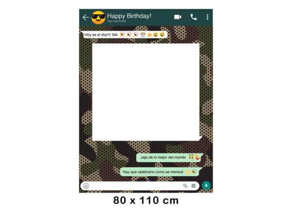 Photocall WhatsApp Feliz Cumpleaños Fondo Militar Personalizado