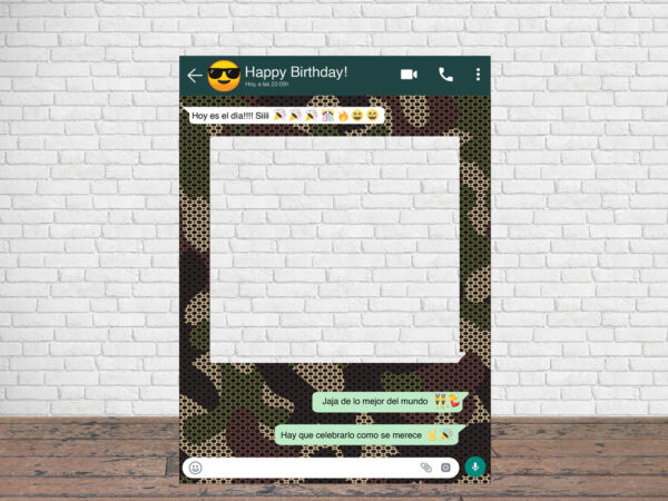 Photocall WhatsApp Feliz Cumpleaños Fondo Militar Personalizado